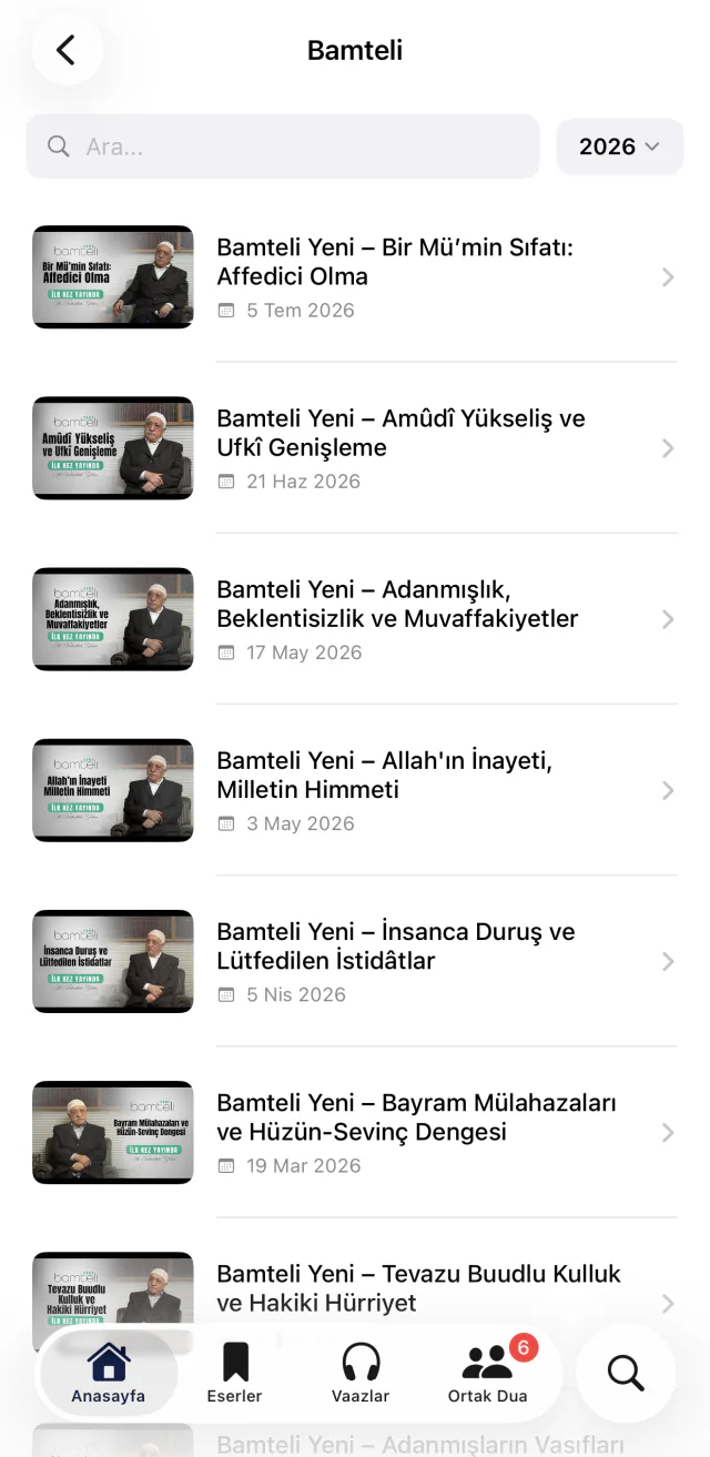 Herkul uygulamasında Bamteli sohbetlerinin listesi